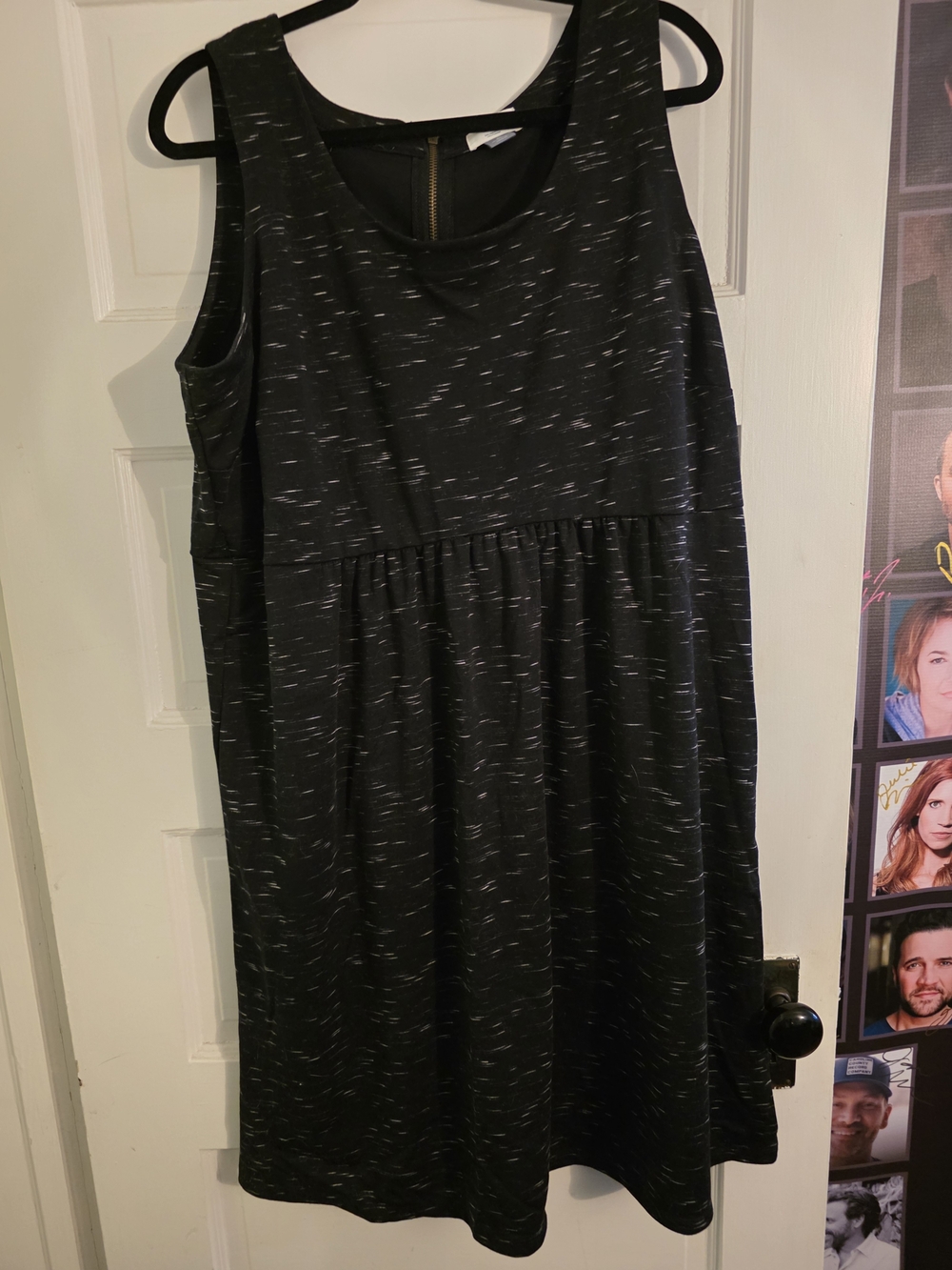 Old Navy Black Sleeveless Midi Dress with White Fleck